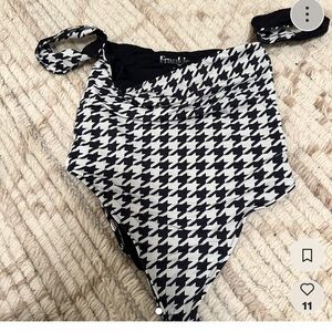 Frankies bikinis Black and White Houndstooth Swimsuit
